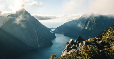 A scenic landscape view in New Zealand